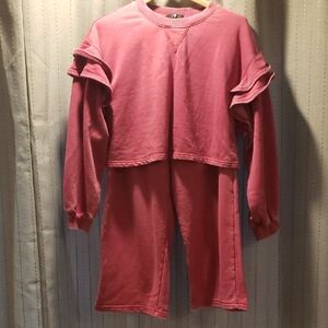 7 For All Mankind Pink Ribbed Knit Top